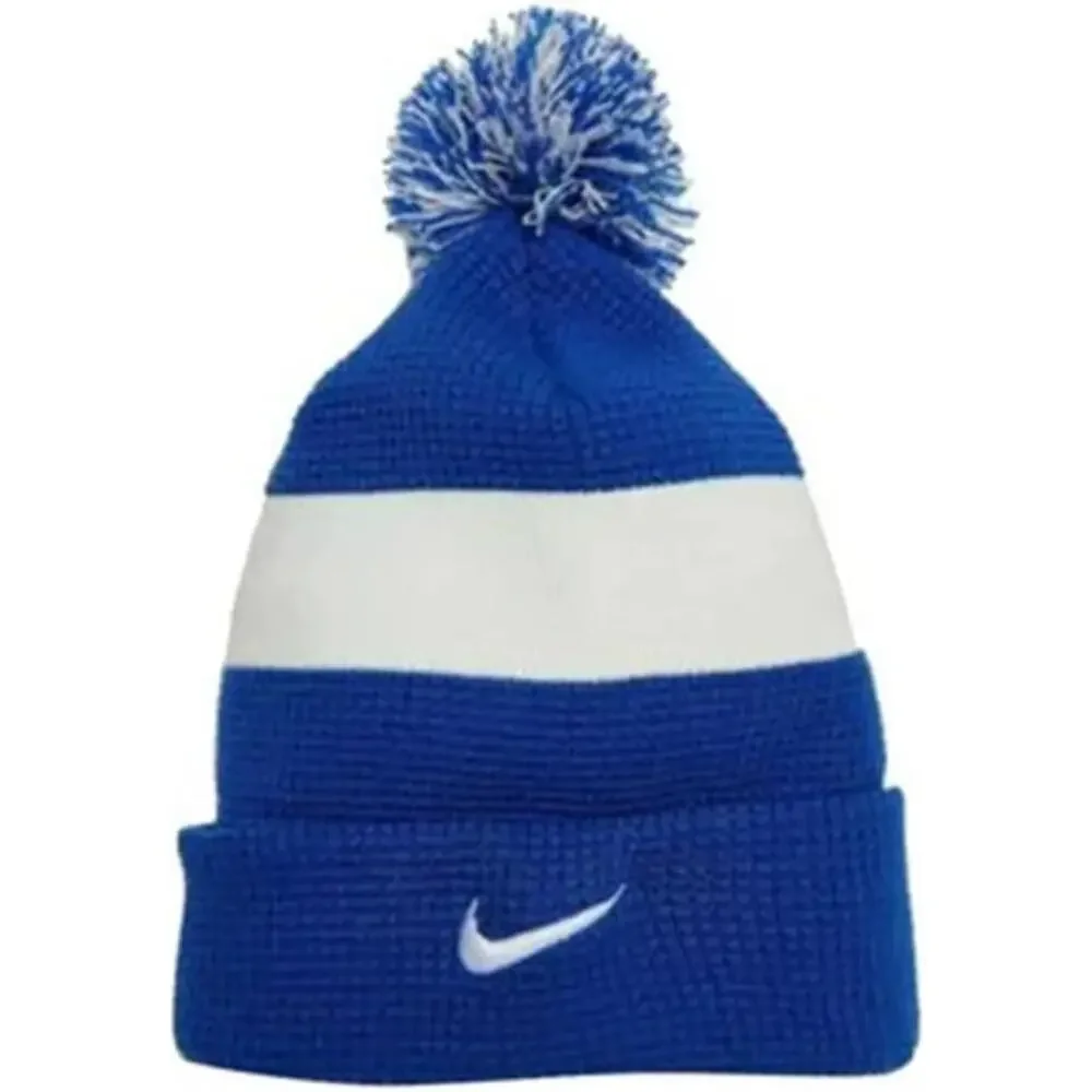 Nike Sportswear Pom Beanie Hat Royal Blue White Cuffed Knit Cap DH2412-480